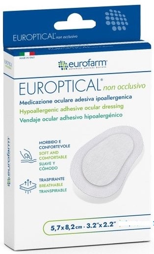 Europtical Non Occlusivo Medicazione Oculare Adesiva Ipoallergenica 5,7 X 8,2cm 50 Pezzi