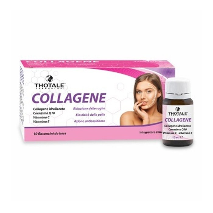 Thotale Collagene Integratore Benessere Pelle Ossa e Cartilagini, 10 Flaconcini