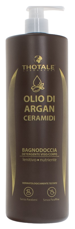 Thotale Olio di Argan - Bagnodoccia Detergente emolliente e lenitivo con ceramidi, 1 litro