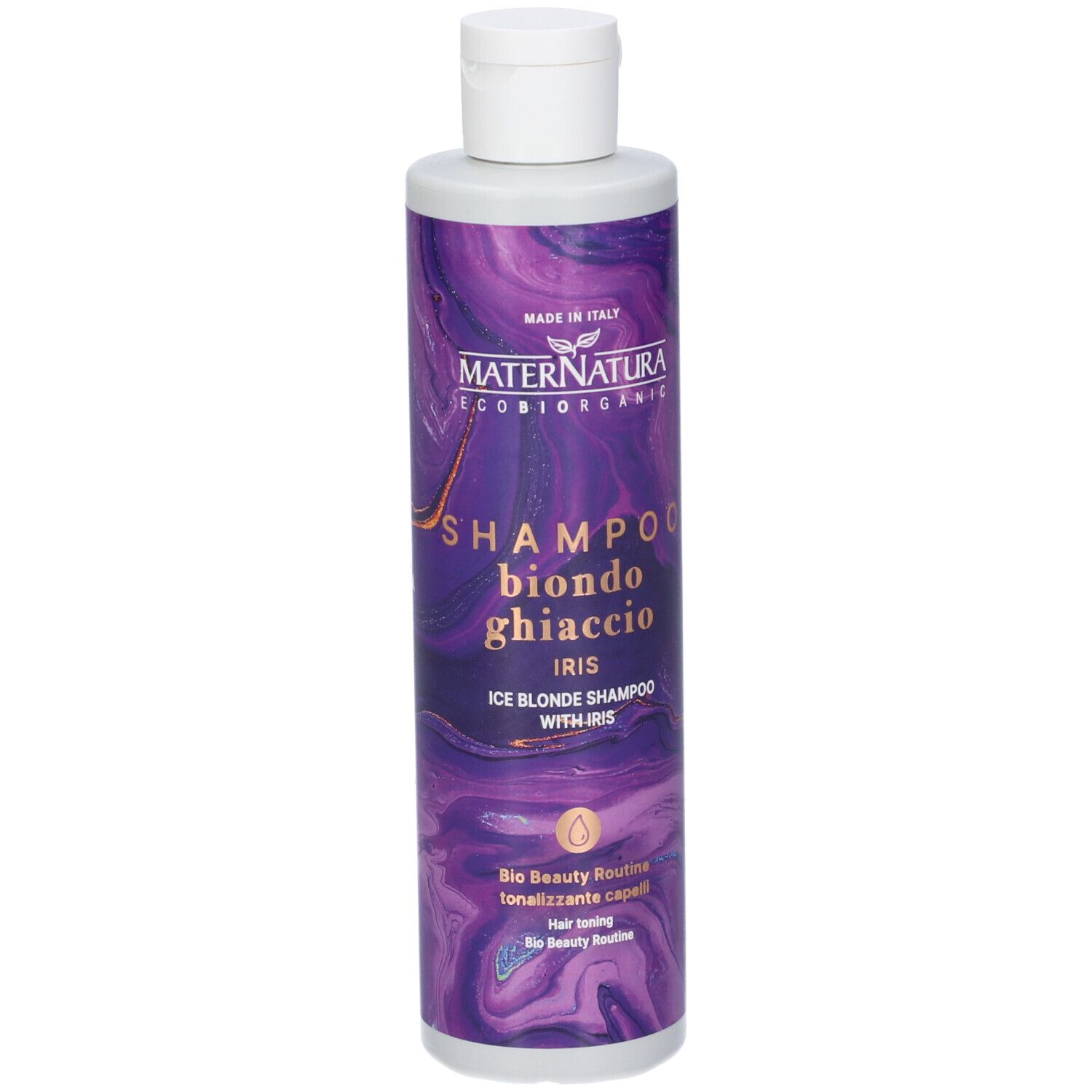 MaterNatura Shampoo Tonalizzante Capelli Biondo Ghiaccio all'Iris 250 ml