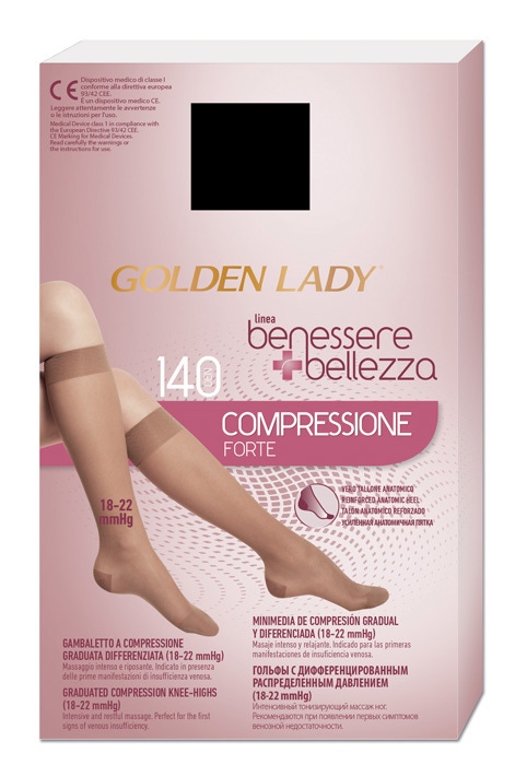 Golden Lady Benessere & Bellezza - Gambaletto 140Den 18-22mmHg XL Nero