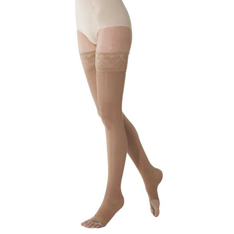 Marilyn 70 punta aperta calza autoreggente camel 2-m