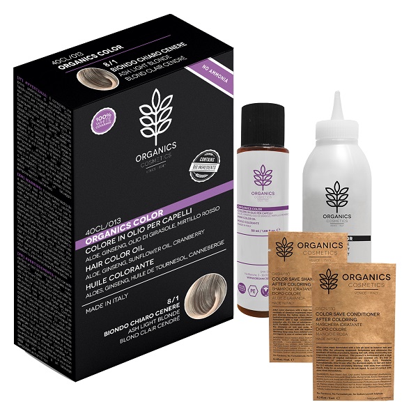 Organics Color - Tinta Colore per Capelli in Olio 8/1 Biondo Chiaro Cenere