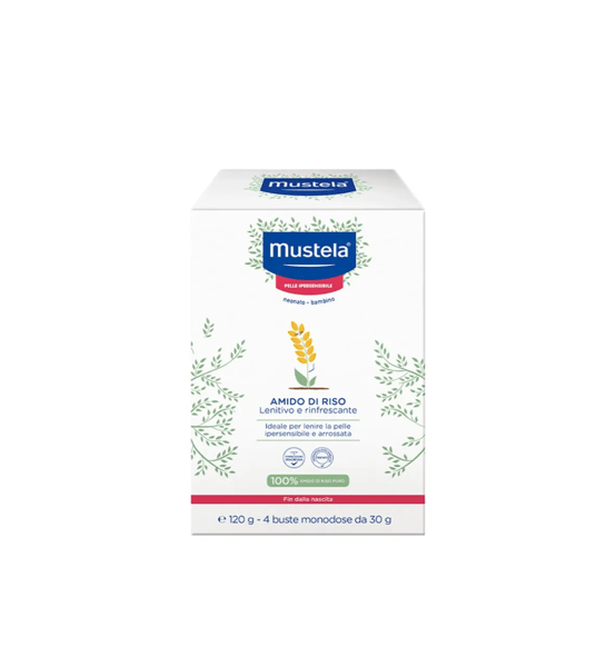 Mustela Amido di Riso Lenitivo e Rinfrescante per Pelle Ipersensibile 4 Bustine da 30g