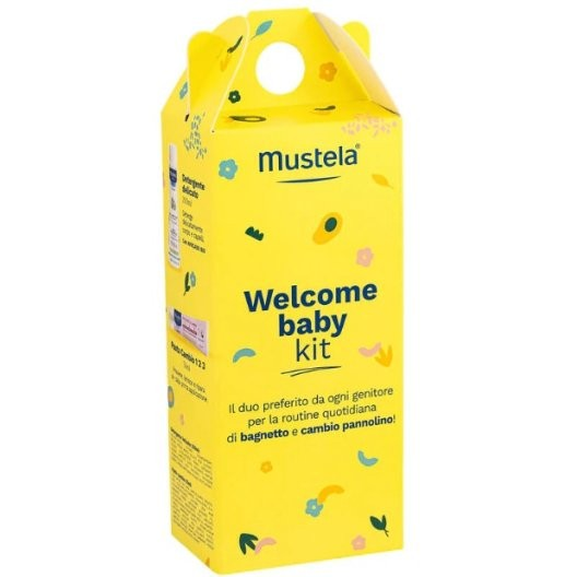 Mustela Welcome Baby Kit Cofanetto Regalo Detergente 200ml + Pasta Cambio 50ml + Catenella Portaciuccio