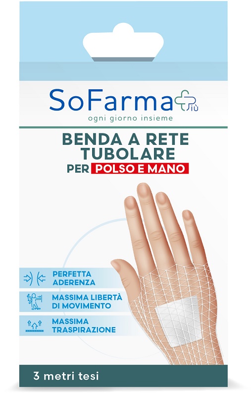 Benda a rete tubolare sofarmapiu' per polso e mano 3 metri tesi
