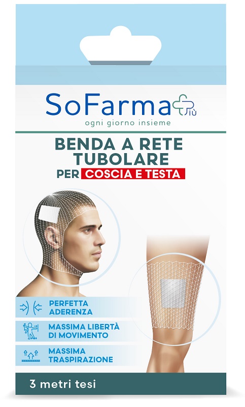 Benda a rete tubolare sofarmapiu' per coscia e testa 3 metri tesi