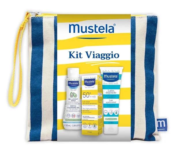 Mustela Kit Viaggio con Latte Solare SPF50+ 40 ml + Doposole 100 ml + Detergente 100 ml