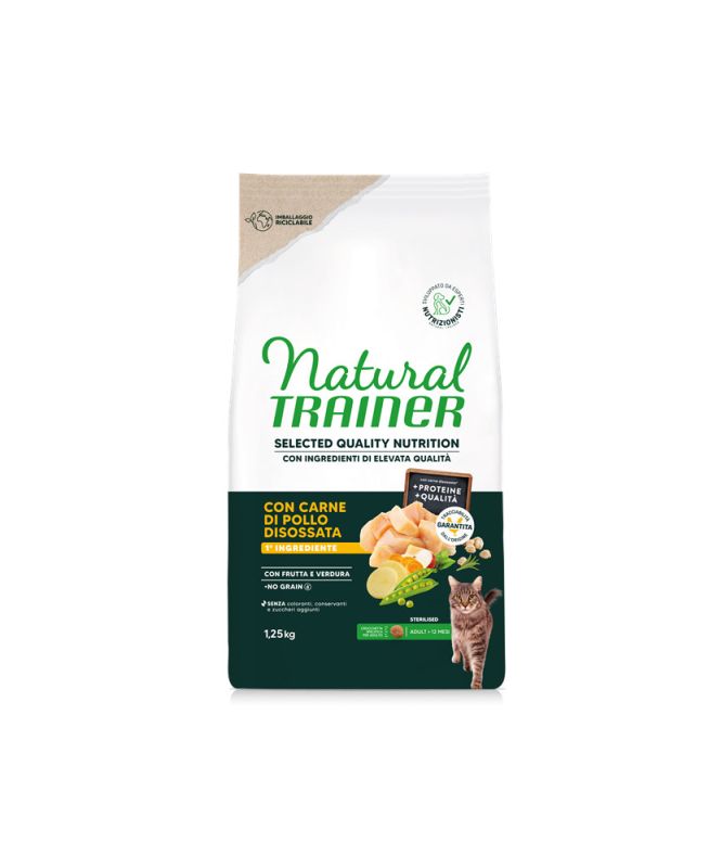 TRAINER NATURAL GATTO SELECTED QUALITY NUTRITION NO GRAIN STERILIZED ADULT POLLO 1,25KG