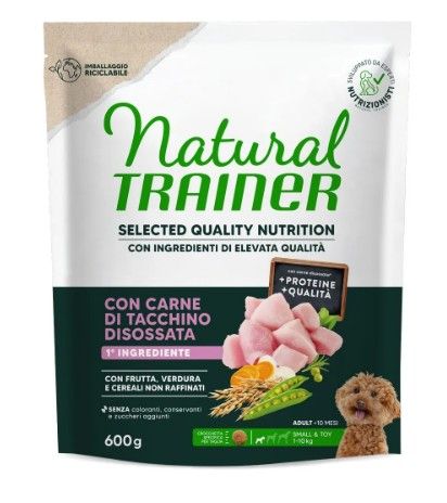 TRAINER NATURAL CANE SELECTED QUALITY NUTRITION MINI ADULT TACCHINO 600GR — confronto prezzi
