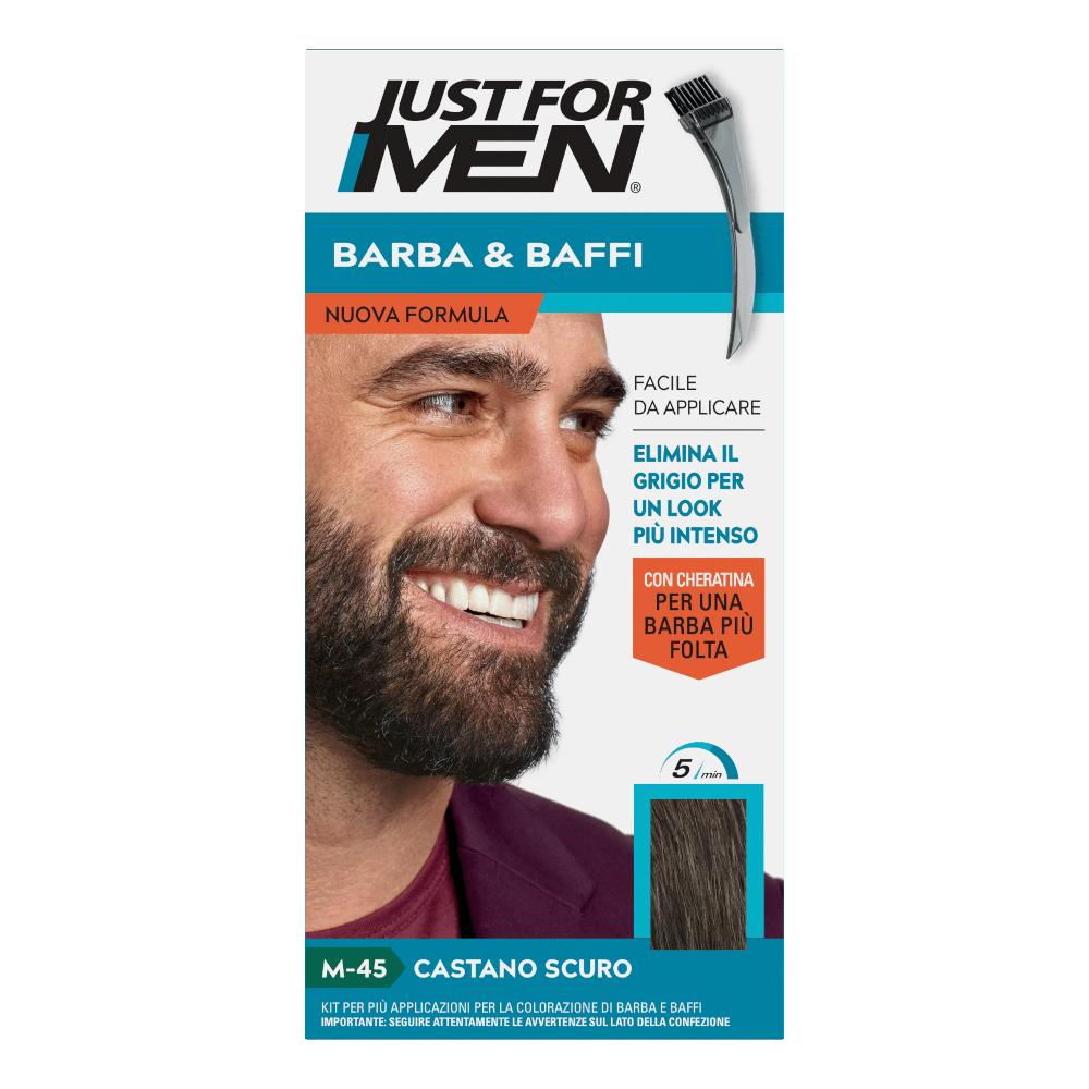 Just for men barba&baffi nuova formula con cheratina m45 kit castano scuro base colore 14 g + attivatore colore 14 g — confronto prezzi