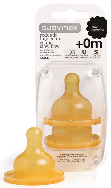 Suavinex tettarella rotonda in lattice flusso lento +0 mesi 2 pezzi