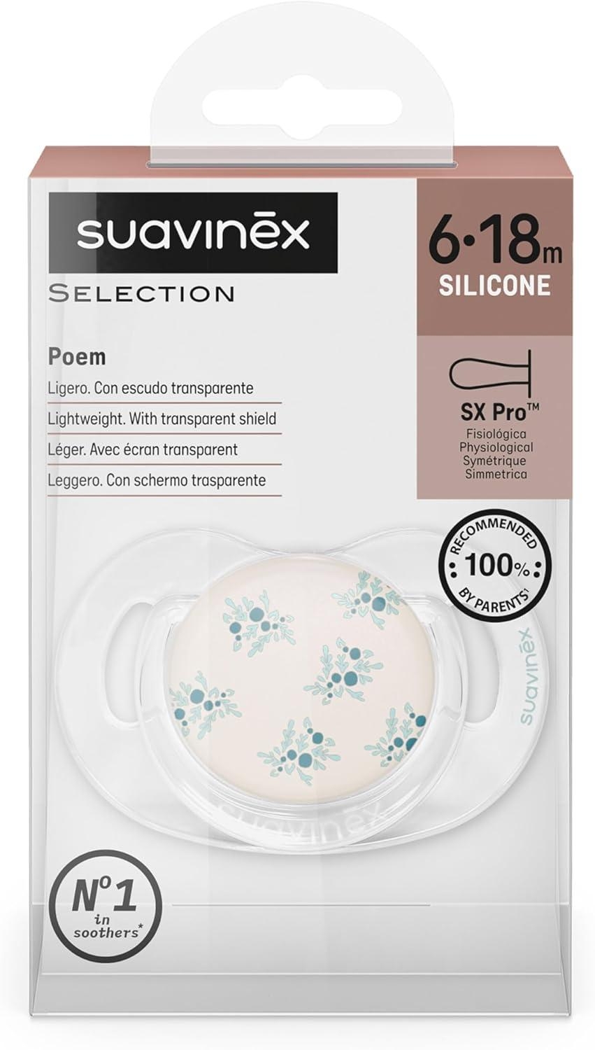 Suavinex Poetry Succhietto Sx Pro Fisio 6-18 Mesi In Silicone Azzurro