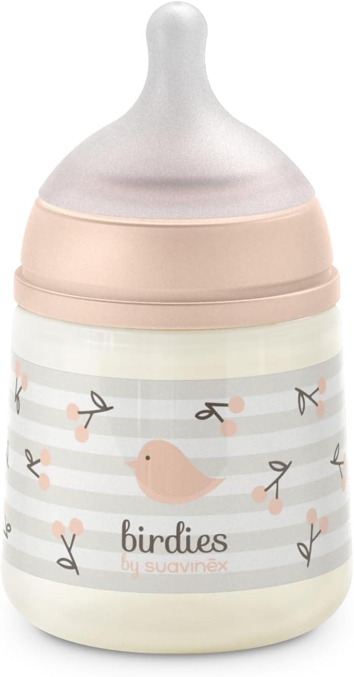 Suavinex Birdies Biberon Con Tettarella Sx Pro Anticolica 0m+ In Silicone Rosa 150ml