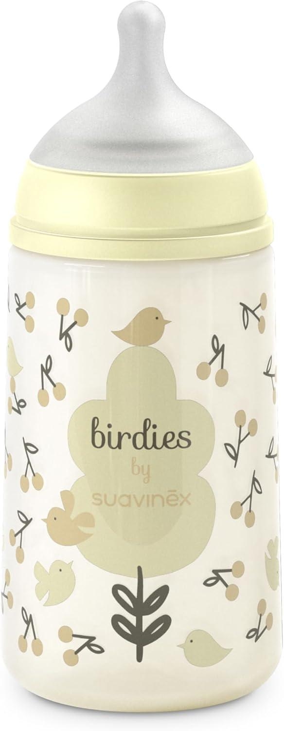 Suavinex Birdies Biberon Con Tettarella Sx Pro Flusso Medio Anticolica 3m+ In Silicone Neutro 270ml