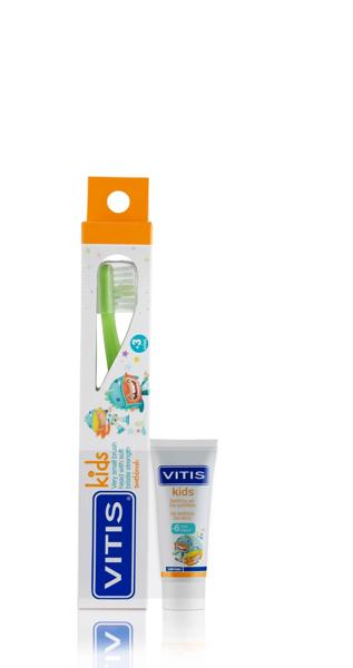 Vitis Kids Spazzolino Bambini +3 anni + Gel Dentifricio 8 ml
