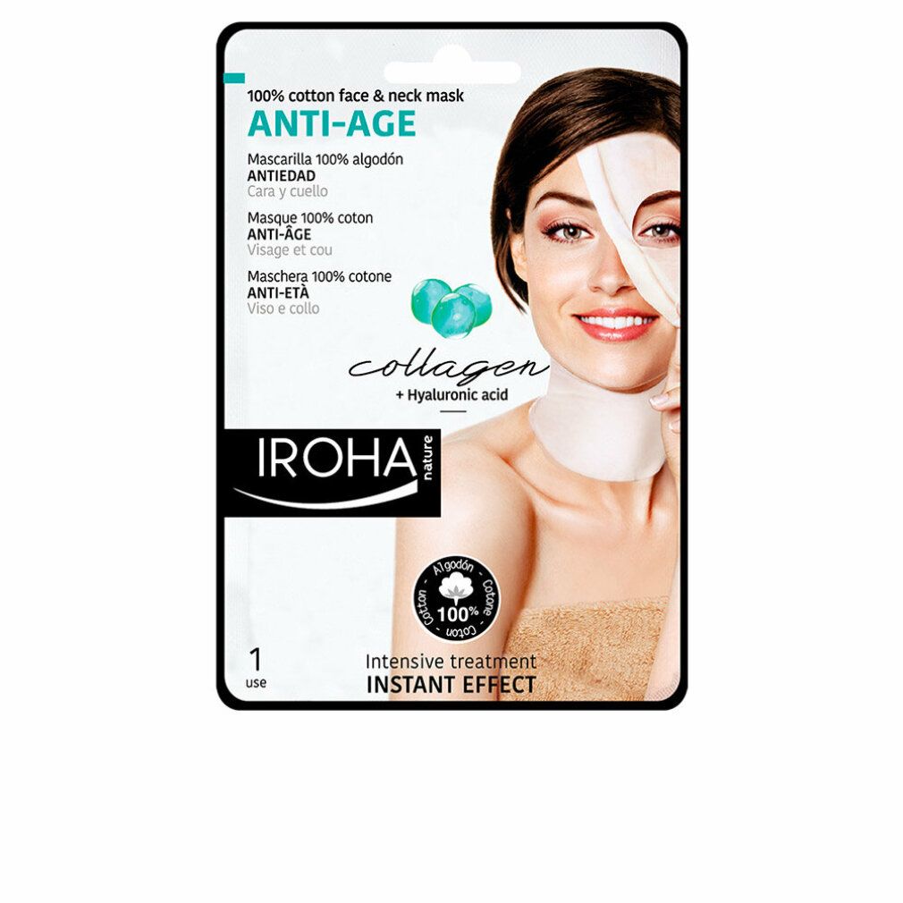 Iroha Nature Maschera viso e collo in cotone antietà al collagene 1 unità 0,001 l