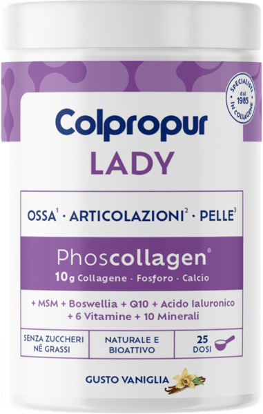 Colpropur Lady Integratore di Collagene + Calcio + Fosforo per Pelle Ossa e Articolazioni 332,5 Gr Vaniglia