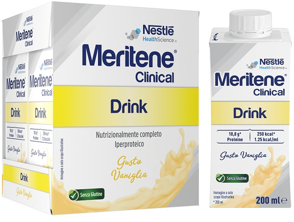 Meritene Clinical Drink Vaniglia 4x200 ml Bevanda Proteica Con Vitamine Minerali Senza Glutine