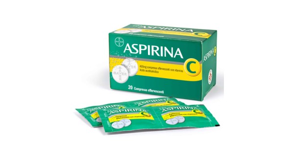 Aspirina C Antinfiammatorio Antidolorifico 20 Compresse per Influenza Raffreddore e febbre con Vitamina C