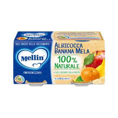Mellin Omogeneizzato Di Frutta Albicocca Mela e Banana 2 x 100 g