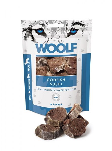 MAST WOOLF CANE SNACK MINI/MEDIUM/MAXI SUSHI MERLUZZO 100GR