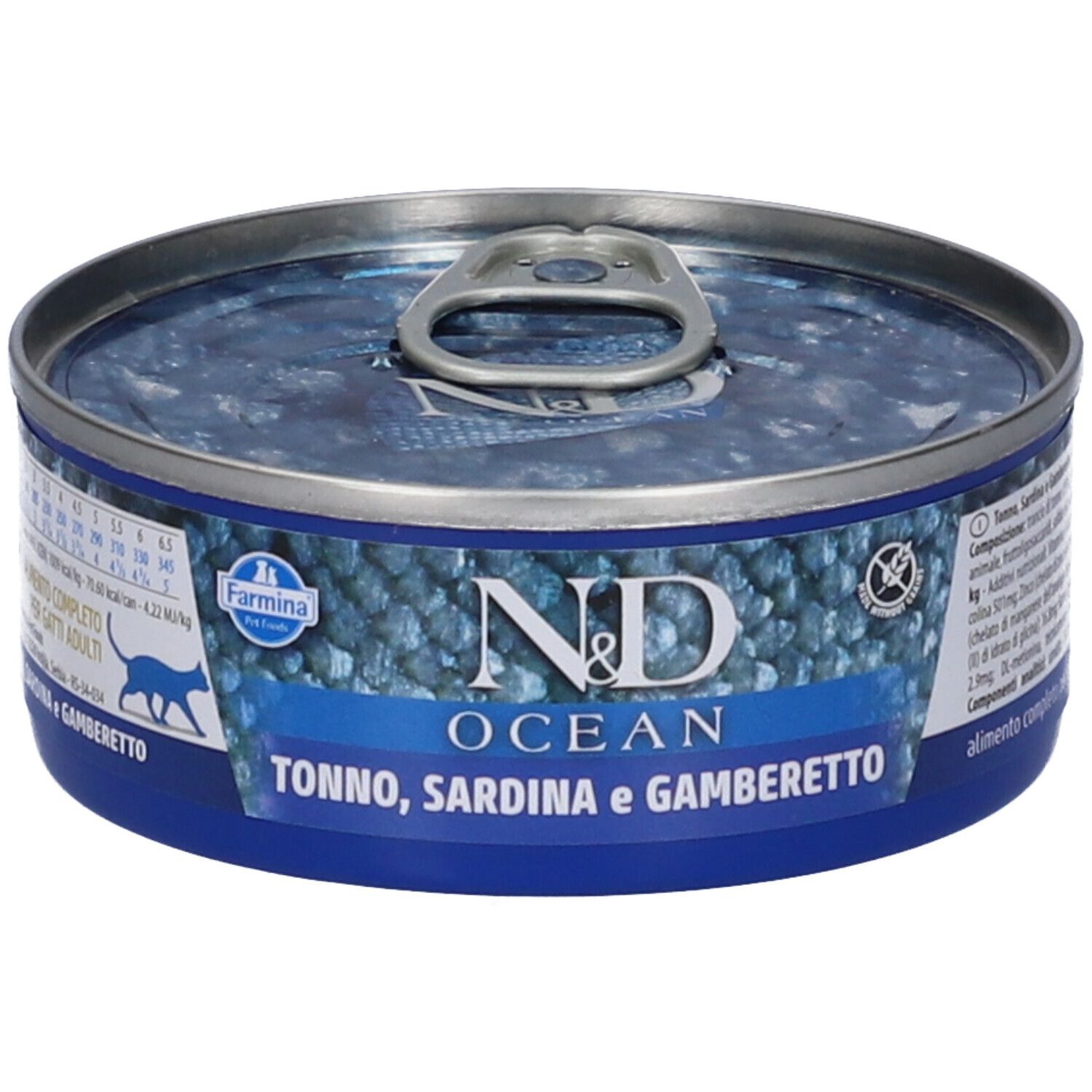 Farmina N&D Ocean con Tonno Sardine e Gamberetto Wet Food per Gatti Adult 70 g Mangime