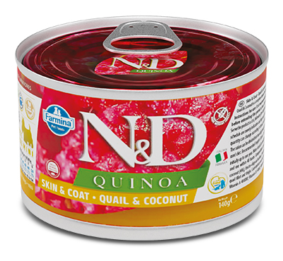 N&D Quinoa Canine Skin&coat Quail - Mini Wet Food 140 g Mangime