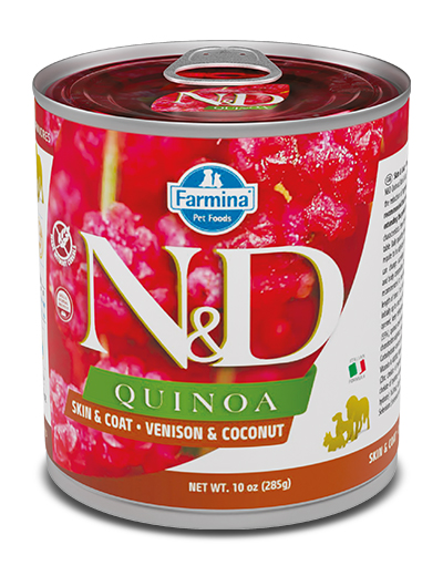 N&amp;d dog quinoa skin &amp; coat venison coconut 285 g