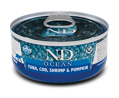 Farmina N&D Ocean con Tonno Merluzzo Gamberetto e Zucca Wet Food per Gatti Kitten 70 g Mangime