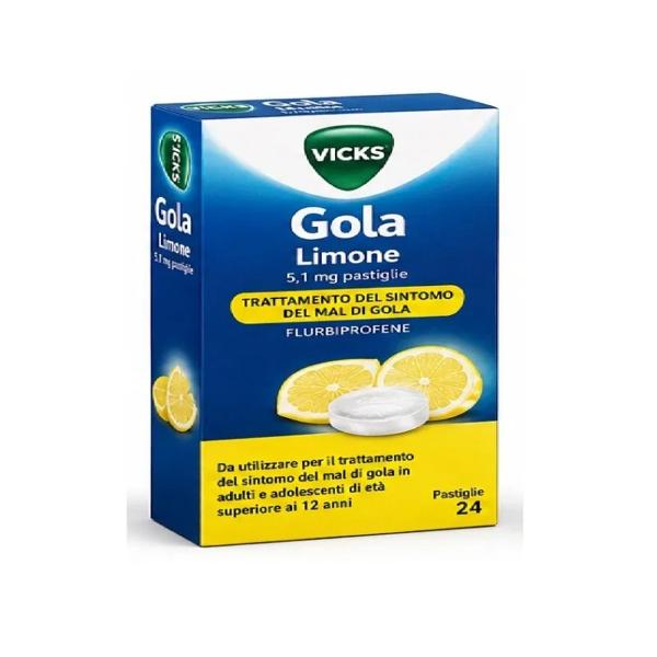 Vicks Gola Limone Per il Trattamento del Mal di Gola 24 Pastiglie