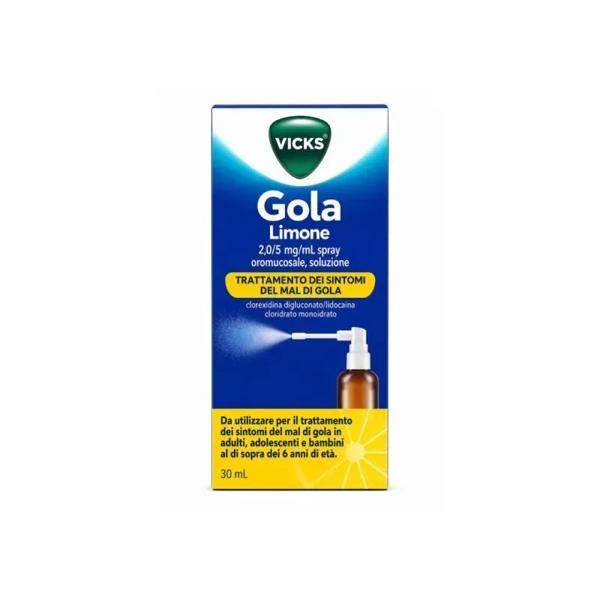 Vicks Gola Spray Oromucosale Limone Antisettico e Anestetico 30 ml