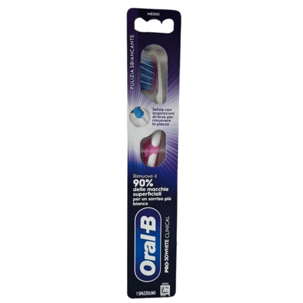 Oral-B Pro-3D White Spazzolino Manuale Sbiancante e Anti-Macchie Setole Medie