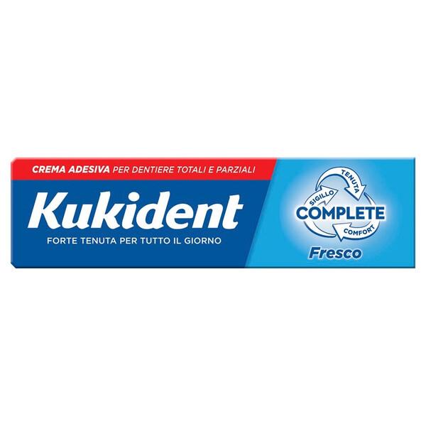 Kukident Complete Tenuta Forte Crema Adesiva per Dentiera Sapore Extra Forte 47 g
