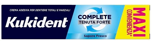 Kukident Complete Tenuta Forte Crema Adesiva Per Dentiere Totali e Parziali Sapore Fresco 70 g