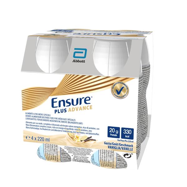 Ensure Plus Advance Alimento a Fini Medici Speciali Ipercalorico e Iperproteico Vaniglia 4x220ml