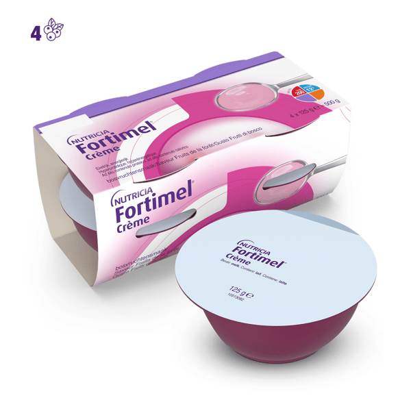 Fortimel Creme, Gusto Frutti Di Bosco, Ipercalorico e Iperproteico, 4x125ml