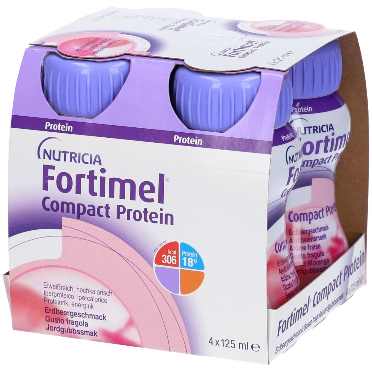 Fortimel Compact Protein Integratore Proteico Alla Fragola 4x125 ml