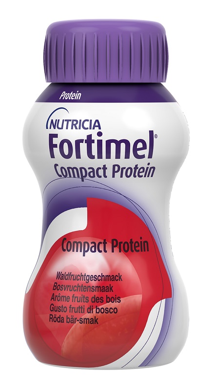 Nutricia Fortimel Compact Protein Supplemento Nutrizionale Iperproteico Ipercalorico Gusto Frutti di bosco, 4x125ml