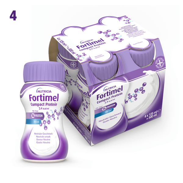 Fortimel Compact Protein, Gusto Neutro, Ipercalorico e Iperproteico, 4x125ml