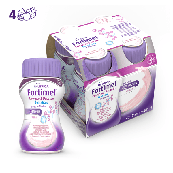 Fortimel Compact Protein Sensations, Gusto Frutti Rossi Rinfrescanti, Ipercalorico e Iperproteico, 4x125ml