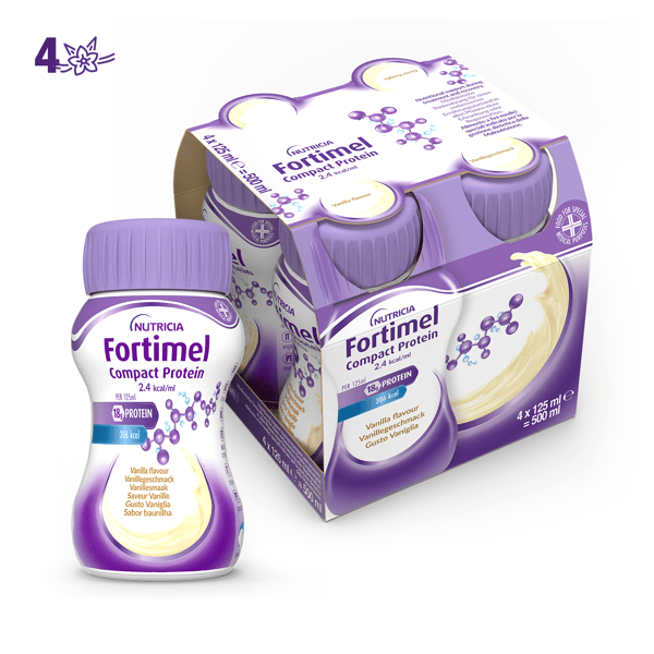 Fortimel Compact Protein, Gusto Vaniglia, Ipercalorico e Iperproteico, 4x125ml