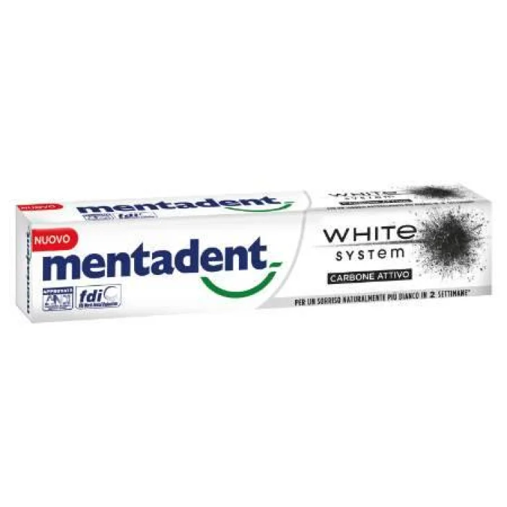 Mentadent White System Dentifricio Sbiancante al Carbone Attivo 75ml