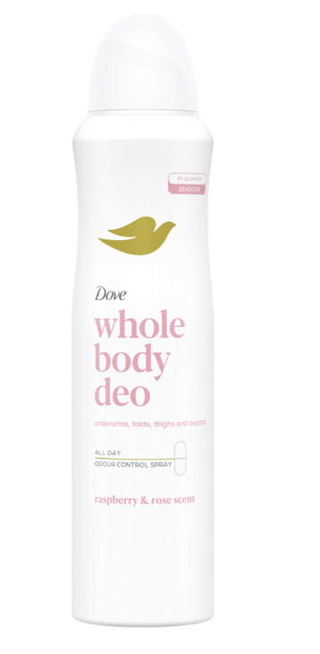Dove Whole Body Deo Deodorante Spray in Crema Lampone e Rosa, 150ml