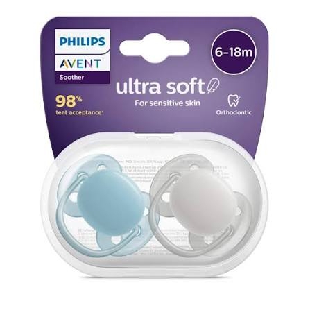 Avent Ultra Soft Succhietto In Silicone 6 18m Colori Assortiti 2 Pezzi