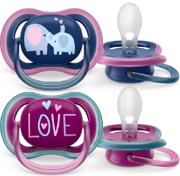 Avent Succhietto Ultra Air 18m+ Elefante/amore 2 Pezzi