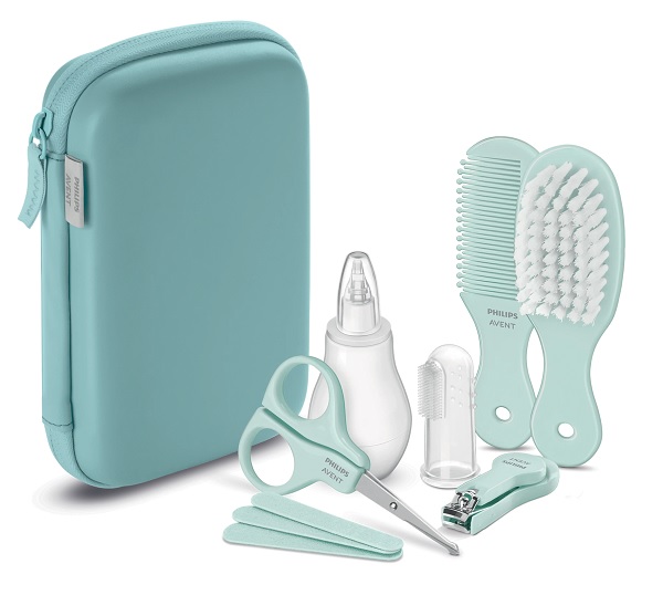 Avent set cura bambino 1 forbicina + 1 limetta + 1 tagliunghie + 1 spazzolino da dito + 1 pettine + 1 spazzola + 1 aspiratore nasale