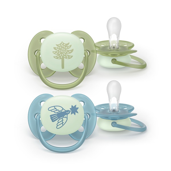 Avent Ultra Soft Night Succhietto In Silicone 18m+ Fantasie Assortite 2 Pezzi