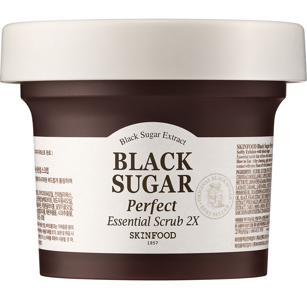 SKINFOOD Black Sugar Perfect Scrub Mask – Maschera esfoliante con zucchero nero e oli nutrienti 210 ml