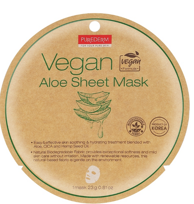 Purederm - Maschera Viso Idratazione Intensiva Vegana All'Aloe Confezione 1 Pezzo